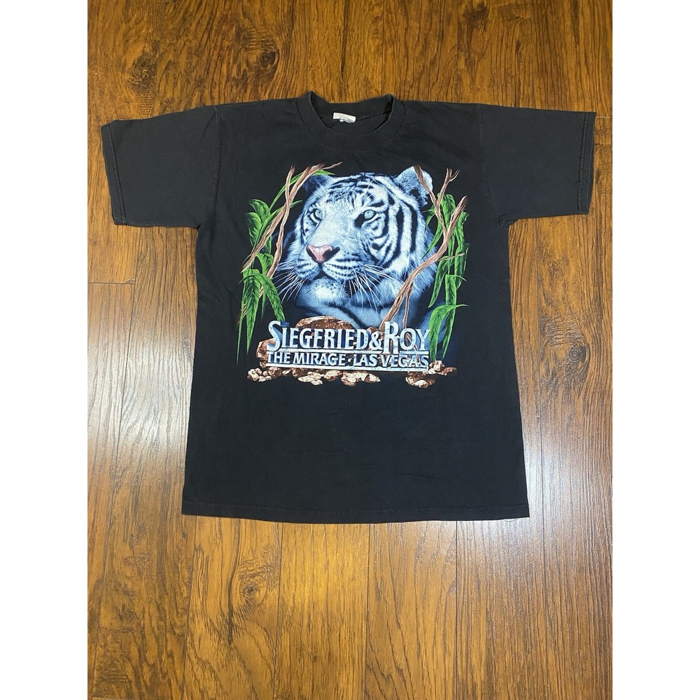 VTG Siegfried And Roy At The Mirage White Tiger T-Shirt Black
